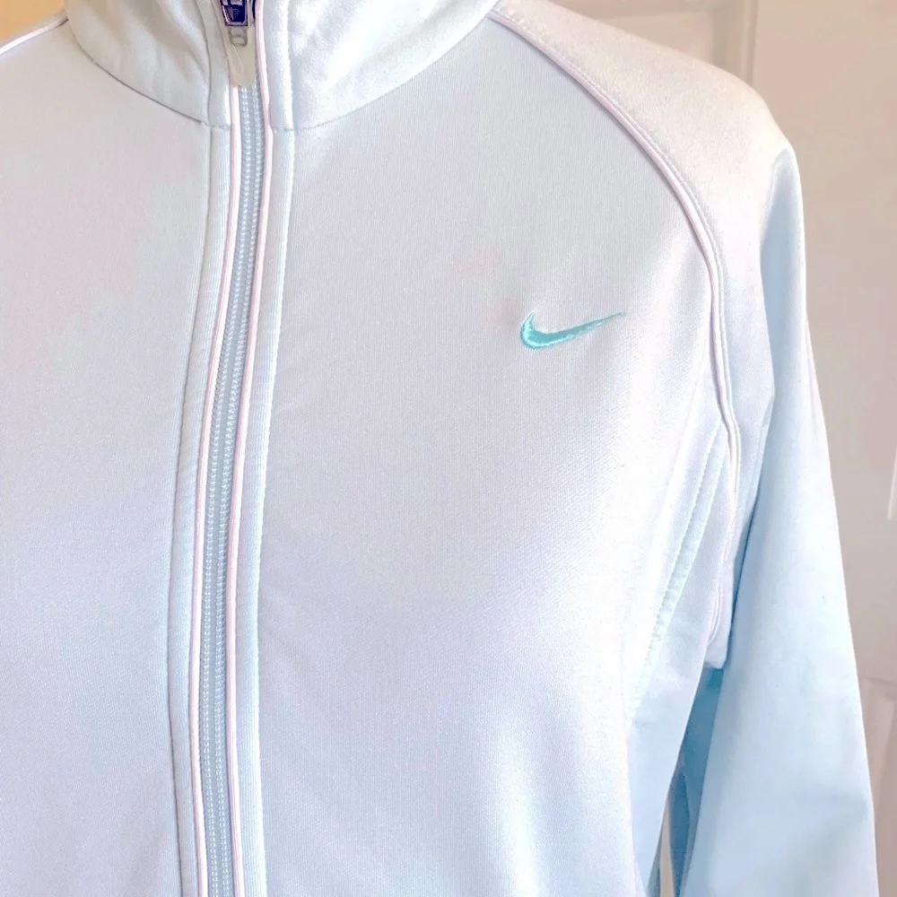 Nike Light Blue With White Piping Dri Fit Running Jacket Size M